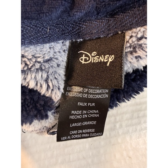 Disney Mickey Mouse Adult L One Piece Pajamas Hooded Fleece Zip Jumpsuit Blue - Picture 5 of 14